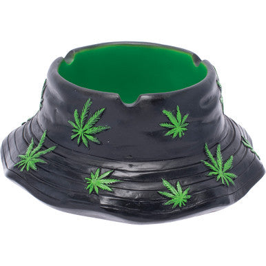 6in Black & Green Leaf Bucket Hat Ashtray by Fujima - Wholesale