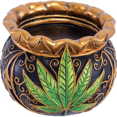 4.6in Royal Leaf Cauldron Ashtray by Connection Store - Old HBH Wholesale - Wholesale