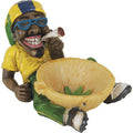 Jamaican Poly Resin Ashtray with reggae figurine and cannabis leaf design Yellow Colour by Fujima - Wholesale
