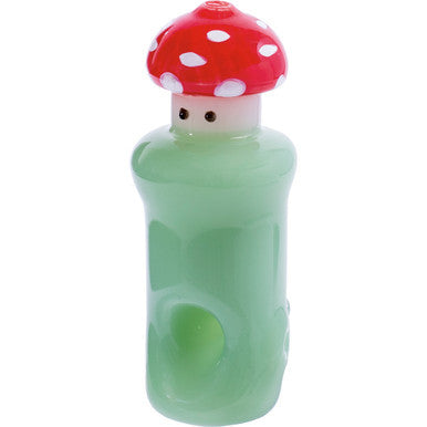 3.75in Red Top Mushroom Green Hand Pipe by Green Flower - Wholesale