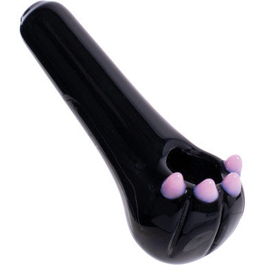 3.9in Black Cat Paw Glass Hand Pipe by Green Flower - Wholesale