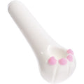 3.9in White Cat Paw Glass Hand Pipe by Green Flower - Wholesale