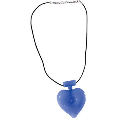 3in Blue Necklace Heart Hand Pipe by Green Flower - Wholesale