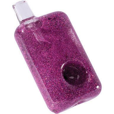 4in Pink Liquid Glitter Square Hand Pipe Wholesale