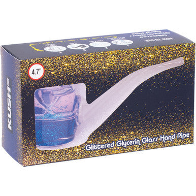 5in Blue Liquid Glitter Sherlock Hand Pipe by Connection Store - Old HBH Wholesale - Wholesale