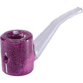 5in Deep Rose Liquid Glitter Sherlock Hand Pipe by Connection Store - Old HBH Wholesale - Wholesale