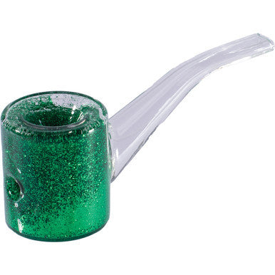 5in Green Liquid Glitter Sherlock Hand Pipe by Connection Store - Old HBH Wholesale - Wholesale