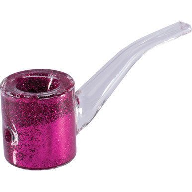 5in Pink Liquid Glitter Sherlock Hand Pipe by Connection Store - Old HBH Wholesale - Wholesale