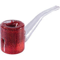 5in Red Liquid Glitter Sherlock Hand Pipe by Connection Store - Old HBH Wholesale - Wholesale