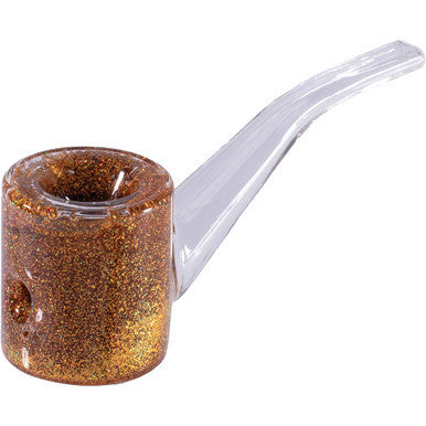 5in Yellow Liquid Glitter Sherlock Hand Pipe by KushRX - Wholesale