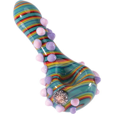 4.5in Green Swirl Tentacle Spoon Hand Pipe by Green Flower - Wholesale