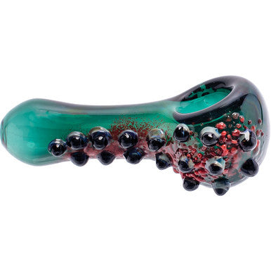 3.5in Blue Green Tiny Eyeballs Glass Hand Pipe by Connection Store - Old HBH Wholesale - Wholesale