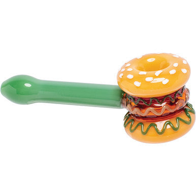 5.7in Hamburger Glass Hand Pipe by Green Flower - Wholesale