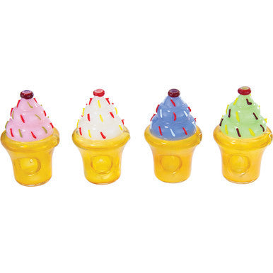 4" Ice Cream Cup Hand Pipe - Multi Color by Connection Store - Old HBH Wholesale - Wholesale
