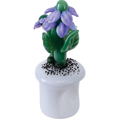 4.5" Garden Plant Hand Pipe - Purple by Green Flower - Wholesale