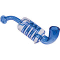 7in Blue Coil Glycerin Sherlock Hand Pipe by Green Flower - Wholesale