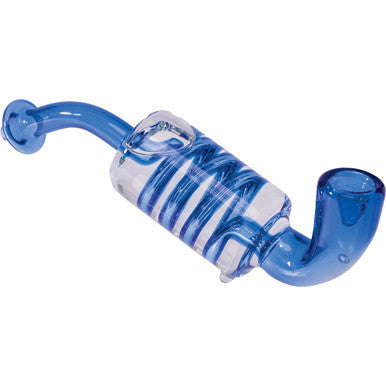 7in Blue Coil Glycerin Sherlock Hand Pipe by Green Flower - Wholesale