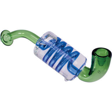 7in Green Coil Glycerin Sherlock Hand Pipe by Connection Store - Old HBH Wholesale - Wholesale