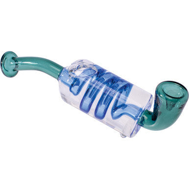 7in Lake Green Coil Glycerin Sherlock Hand Pipe by Green Flower - Wholesale