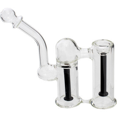 7in Double Chamber Bubbler - Black by Green Flower - Wholesale
