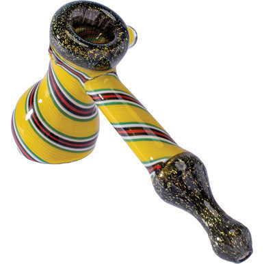 5in Yellow Stripe Dicro Hand Bubbler Pipe by Green Flower - Wholesale