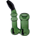 5in Green Double Horn Sherlock Hand Bubbler Pipe by Connection Store - Old HBH Wholesale - Wholesale