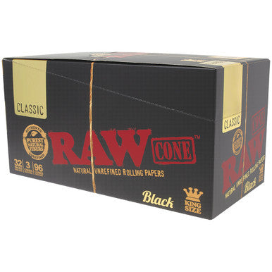 32 Ct. 3pk. Raw Black Pre-Roll Cone King Size by RAW - Wholesale