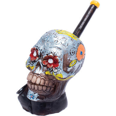 Blue Azul Skull Novelty Resin Pipe by Connection Store - Old HBH Wholesale - Wholesale