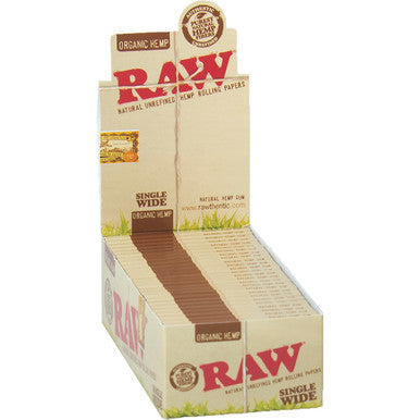 25 Ct. Raw Organic Hemp Papers Single Wide Double Window by Raw - Wholesale