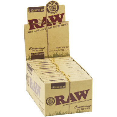 24 Ct. Raw Connoisseur Paper With Tip Organic 1.25" by RAW - Wholesale