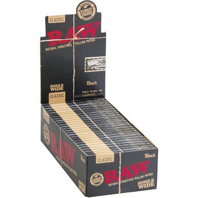 50 Ct. Raw Black Natural Unrefined Single Wide by RAW - Wholesale