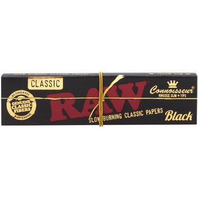 24 Ct. Raw Black Connoisseur King Slim With Tips by Raw - Wholesale