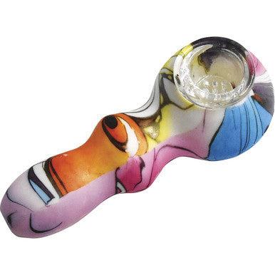 12Ct. Asst. Silicone Tobacco Pipe With Glass by Green Flower - Wholesale