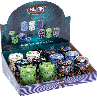 12Count Small Ceramic Stash Jars - Printed by Fujima - Wholesale