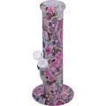 10" Colorful Printed Silicone Water Pipe With Glass Bowl by Green Flower - Wholesale