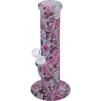 10" Colorful Printed Silicone Water Pipe With Glass Bowl by Green Flower - Wholesale