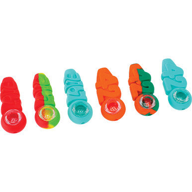 6Count Silicone Hand Pipe Love & 420 - 4In by Green Flower - Wholesale