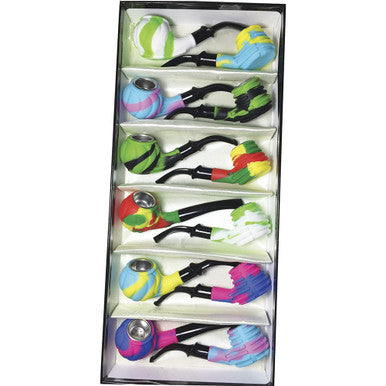 12Ct. Asst. Silicone Mix Pipes W/ Metal Bowl by Fujima - Wholesale