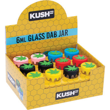 24Count 6Ml Glass Dab Jars Silicone Leaf Top - Kushrx by Kush Rx - Wholesale