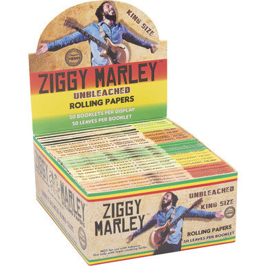 25 Ct. Ziggy Marley Unbleach Hem Rolling Paper King by Bob Marley - Wholesale