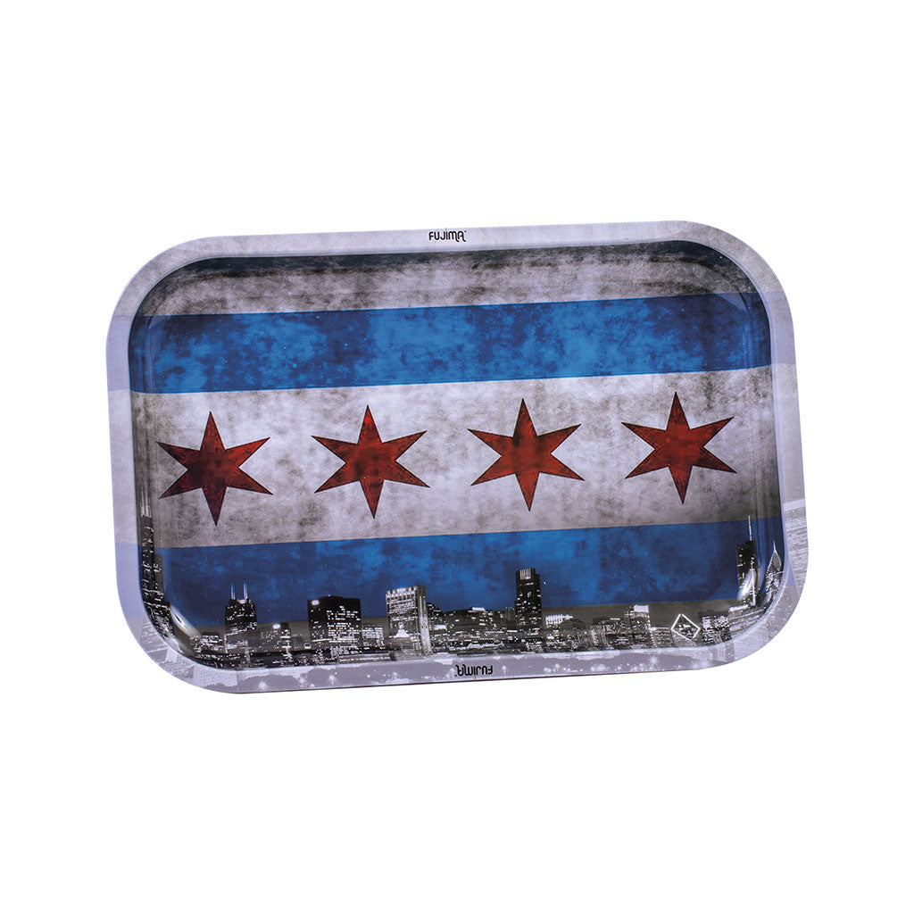 Small Chicago Skyline / Flag Rolling Tray by Fujima - Wholesale