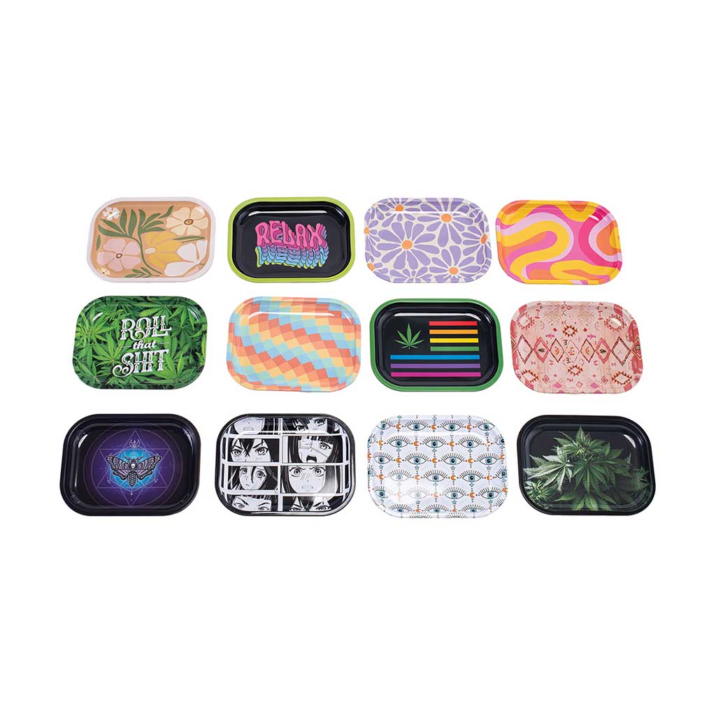 30ct Mini Size Rolling Trays (7in x 5.5in) - Random Des Wholesale
