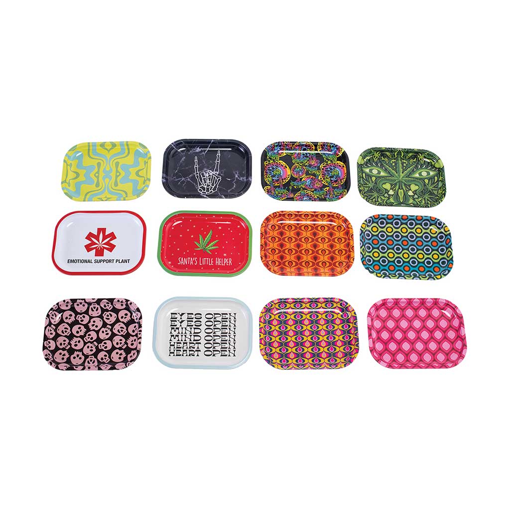 30ct Mini Size Rolling Trays (7in x 5.5in) - Random Des Wholesale