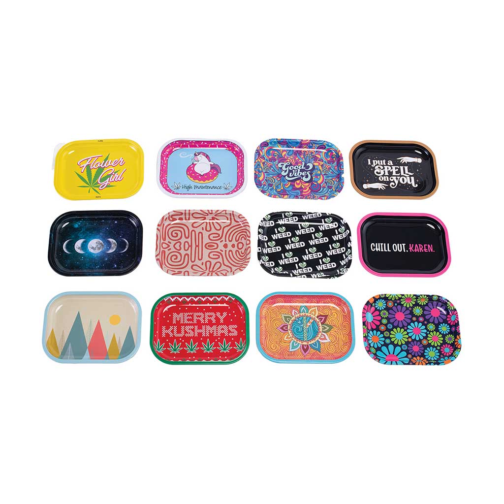30ct Mini Size Rolling Trays (7in x 5.5in) - Random Designs by Fujima - Wholesale