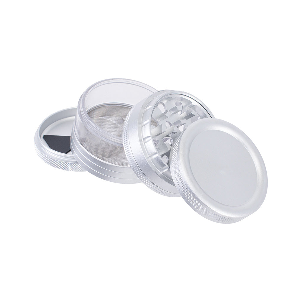 Silver See Through Chamber Grinder Wholesale | Green Flower