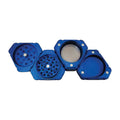 63mm Blue Triangle 1-Click Magnetic Grinder by Green Flower - Wholesale