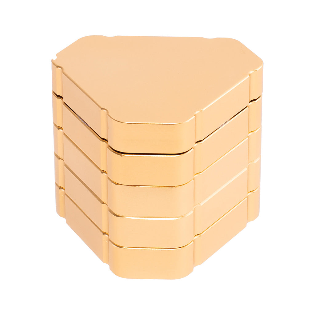 63mm Gold Triangle 1-Click Magnetic Grinder by Green Flower - Wholesale