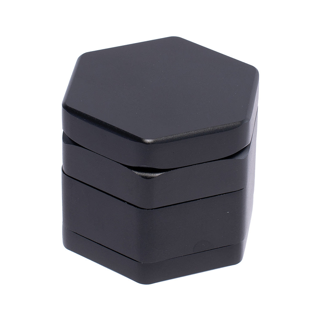 55mm Black Hexagon 1-Click Magnetic Grinder by Green Flower - Wholesale