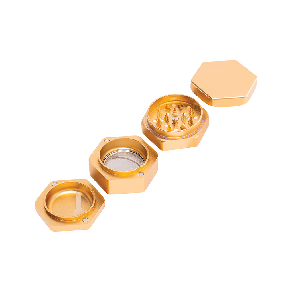 55mm Gold Hexagon 1-Click Magnetic Grinder Wholesale