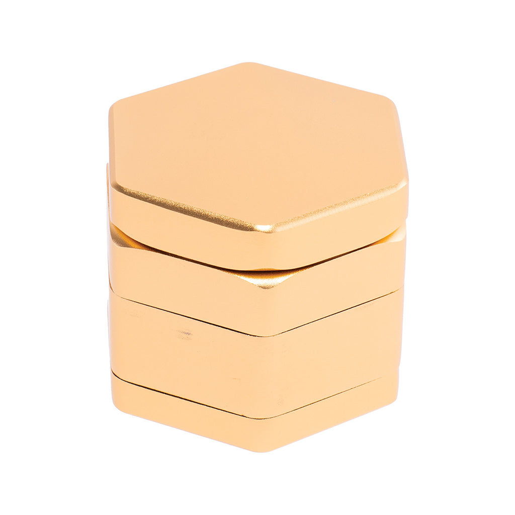55mm Gold Hexagon 1-Click Magnetic Grinder by Green Flower - Wholesale